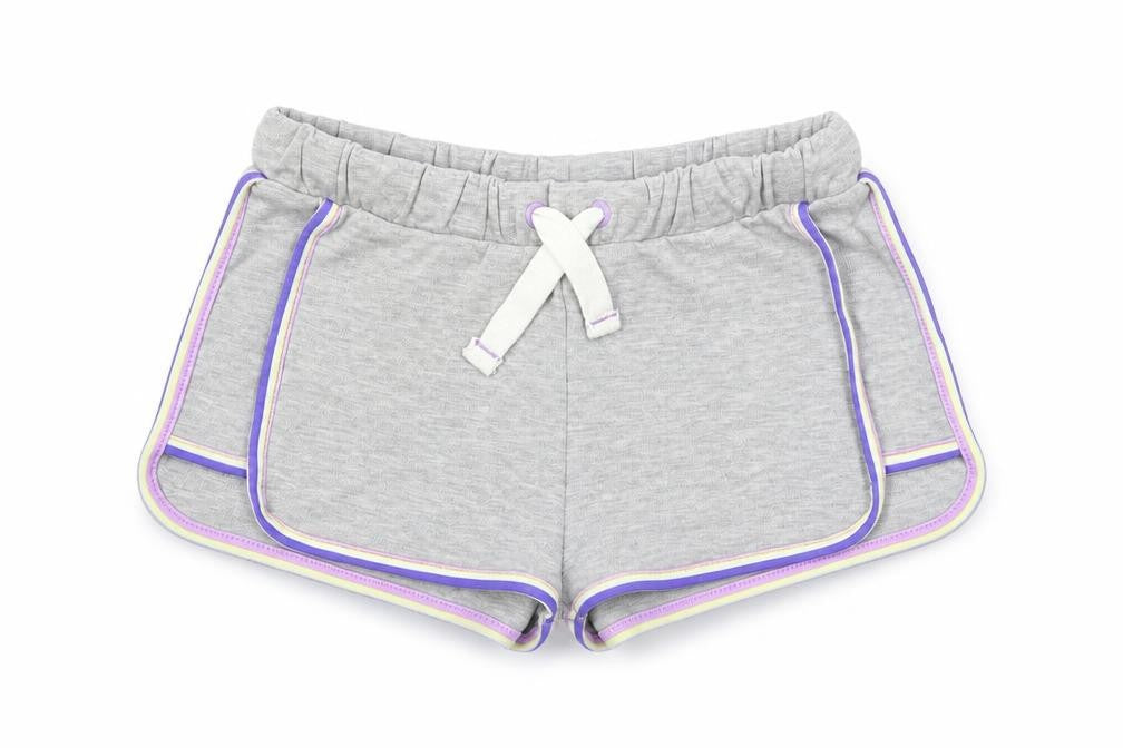 Marks & Spencer Girls Grey Cotton Sweat Shorts Size 6-7 Years Regular Drawstring - Contrasting Trim