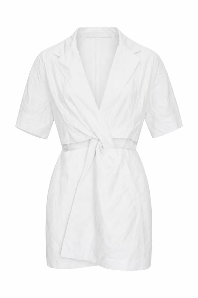 Zara Womens White Lyocell Mini Size XS Collared Zip - Cut Out