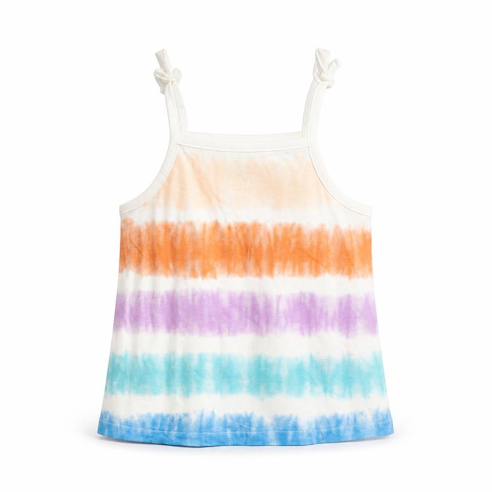 Marks & Spencer Girls Multicoloured Striped Cotton Camisole Tank Size 3-4 Years Square Neck Pullover
