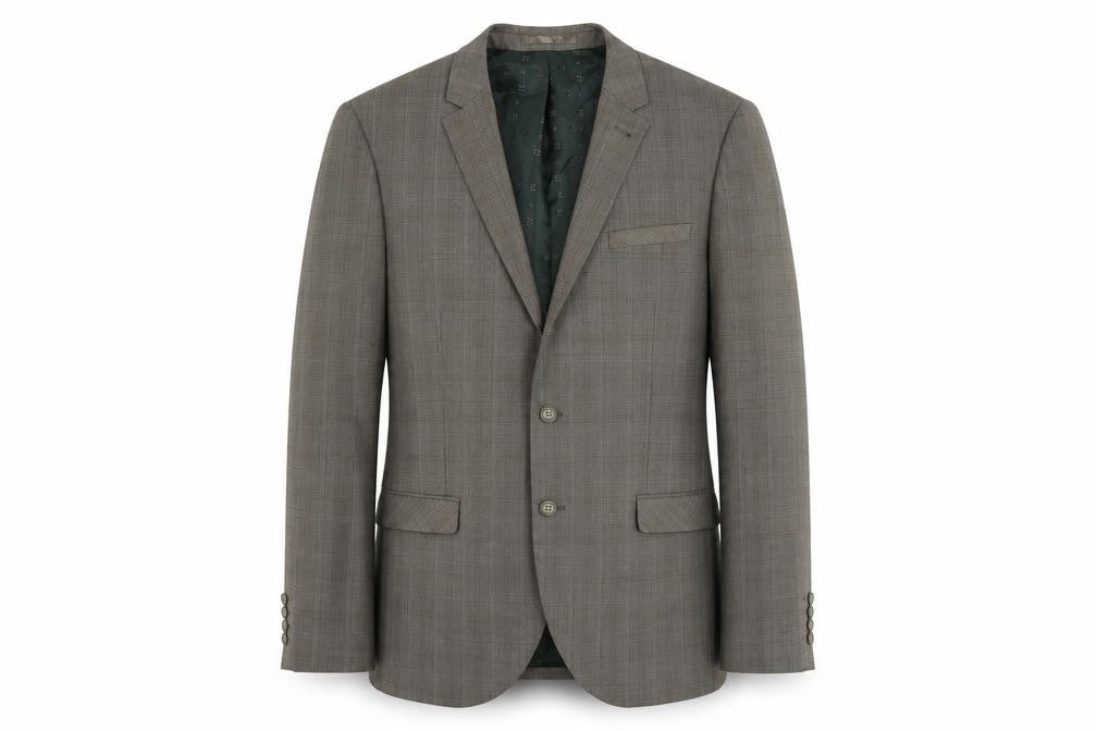 NEXT Mens Brown Plaid Polyester Jacket Suit Jacket Size 42 Regular