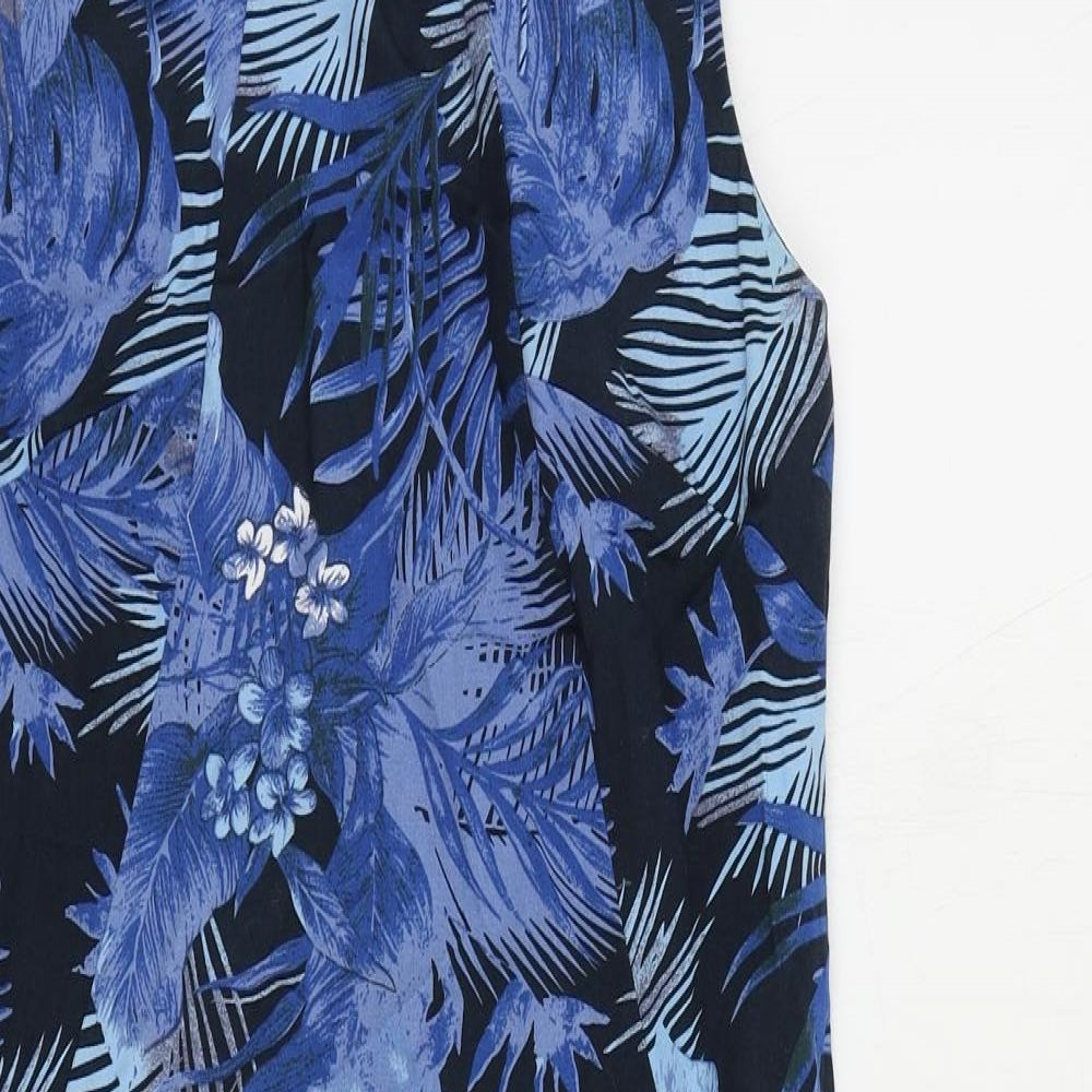 Paraphrase Womens Blue Geometric Cotton Shift Size 10 Boat Neck Zip