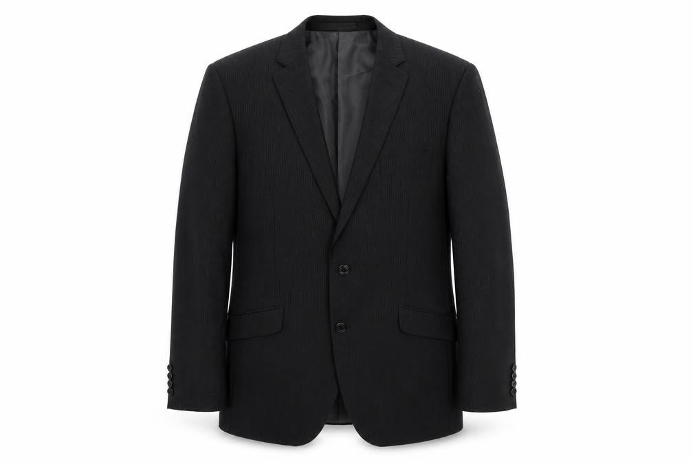 Marks & Spencer Mens Black Striped Polyester Jacket Suit Jacket Size 42 Regular