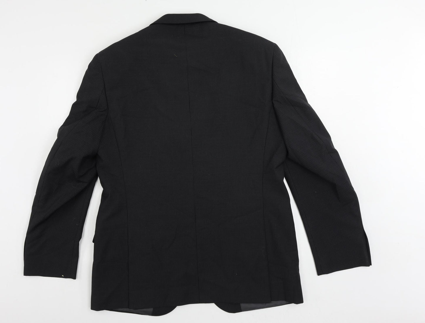 Marks and Spencer Mens Black Striped Polyester Jacket Suit Jacket Size 42 Regular