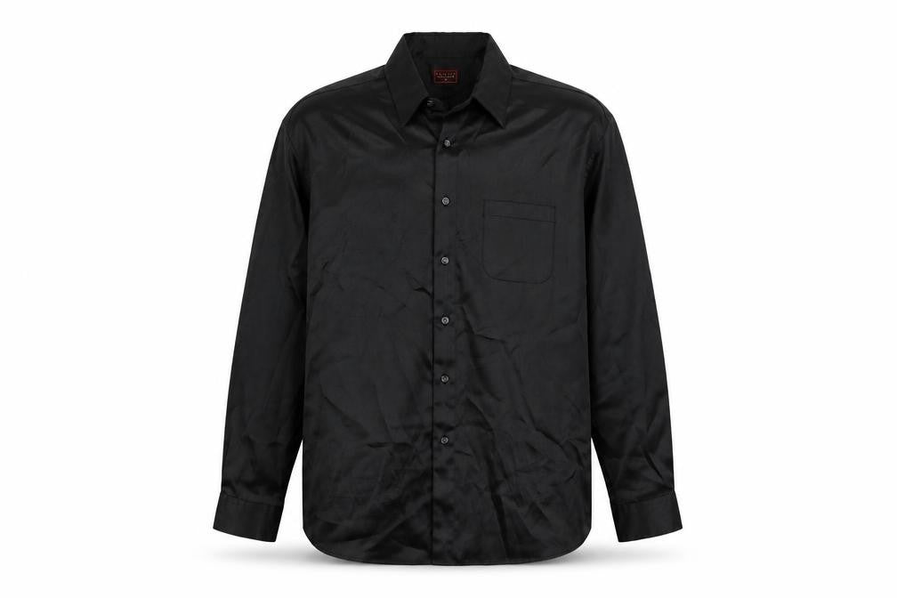 Burton Mens Black Polyester Button-Up Size L Collared Button