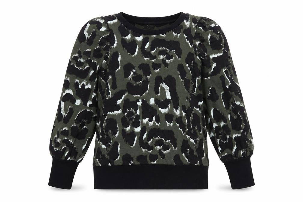 River Island Womens Green Animal Print Cotton Pullover Sweatshirt Size XS Pullover