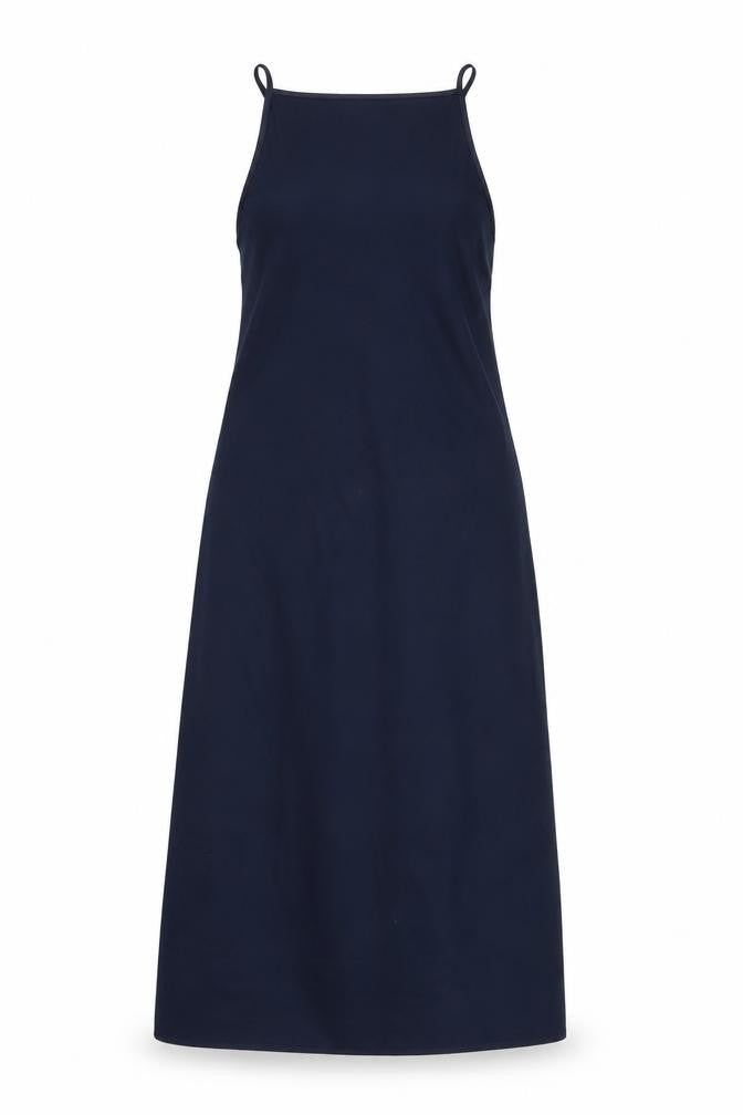 Warehouse Womens Blue Polyester Slip Dress Size 8 Square Neck Pullover