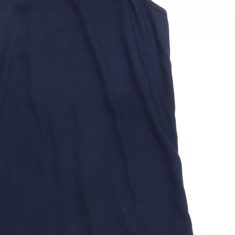 Warehouse Womens Blue Polyester Slip Dress Size 8 Square Neck Pullover