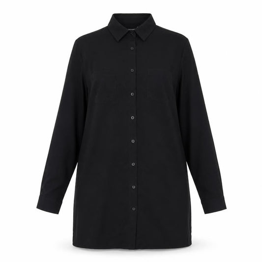 PRETTYLITTLETHING Womens Black Polyester Shirt Dress Size 6 Collared Button