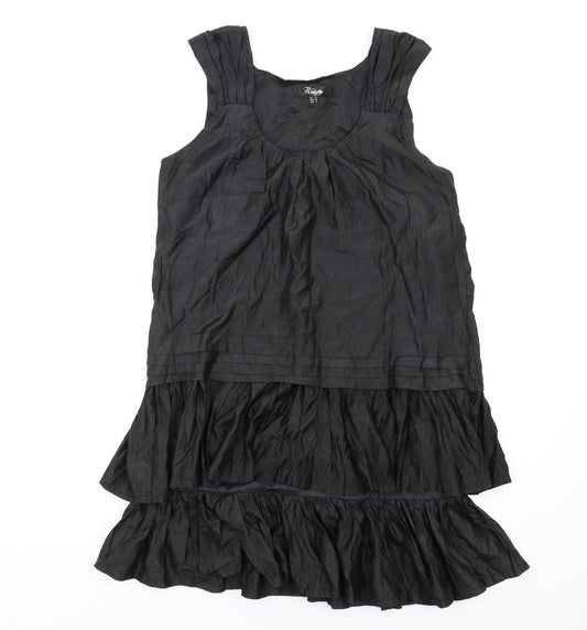 Heaven Womens Black Polyester A-Line Size 12 Scoop Neck Pullover