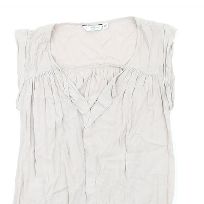 New Look Womens Beige Viscose Basic Tank Size 10 V-Neck