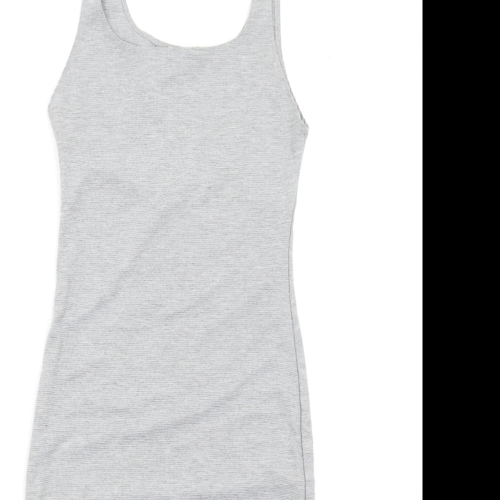Zara Womens Grey Polyester Bodycon Size M Scoop Neck Pullover