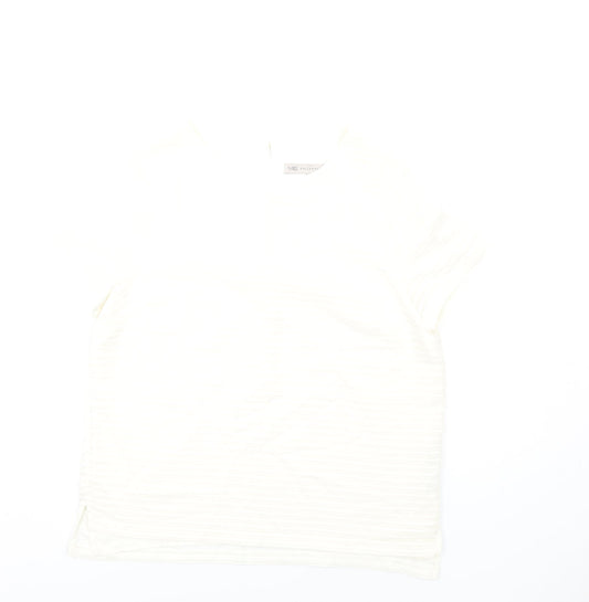 Marks and Spencer Womens Ivory Polyester Basic T-Shirt Size 12 Round Neck