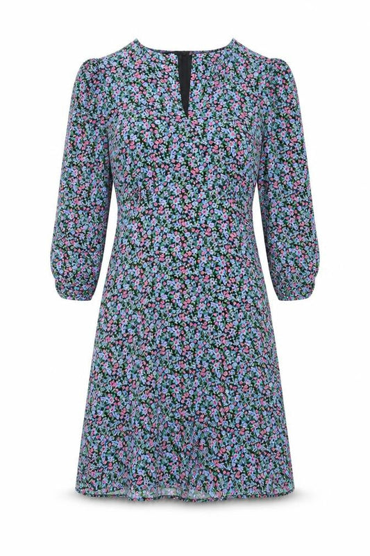 New Look Womens Multicoloured Floral Viscose A-Line Size 10 V-Neck Zip