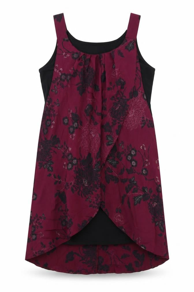 K&D London Womens Purple Floral Polyester A-Line Size 12 Round Neck Pullover