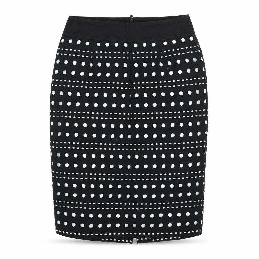 Marks & Spencer Womens Black Cotton Straight & Pencil Skirt Size 12 Zip