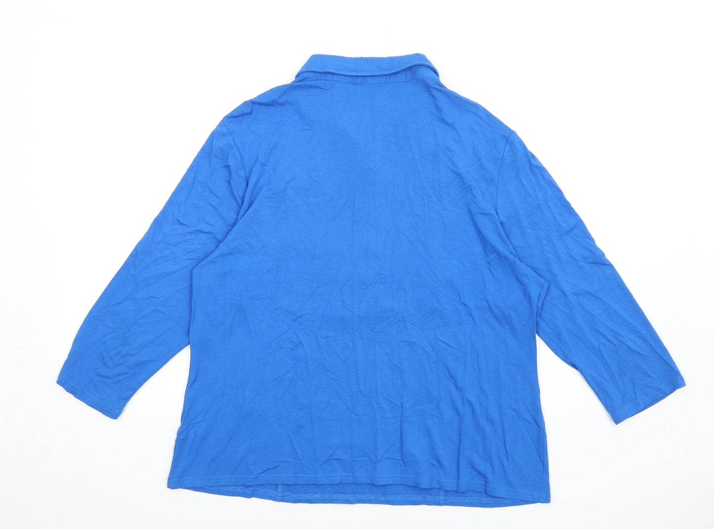 Roman Womens Blue Viscose Basic T-Shirt Size 18 Collared