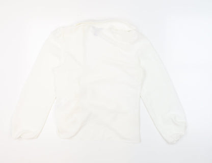 New Look Womens Ivory Polyester Basic Blouse Size 10 Collared - Ring Detail