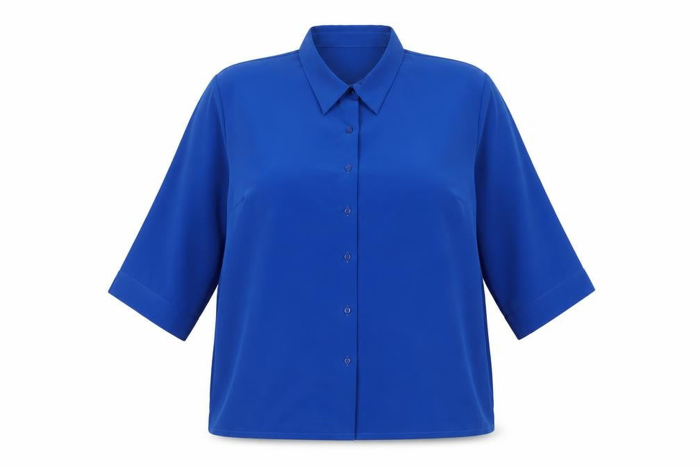 Rose Pearl Womens Blue Polyester Basic Button-Up Size 18 Collared