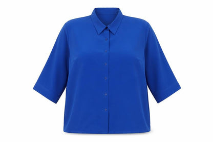 Rose Pearl Womens Blue Polyester Basic Button-Up Size 18 Collared