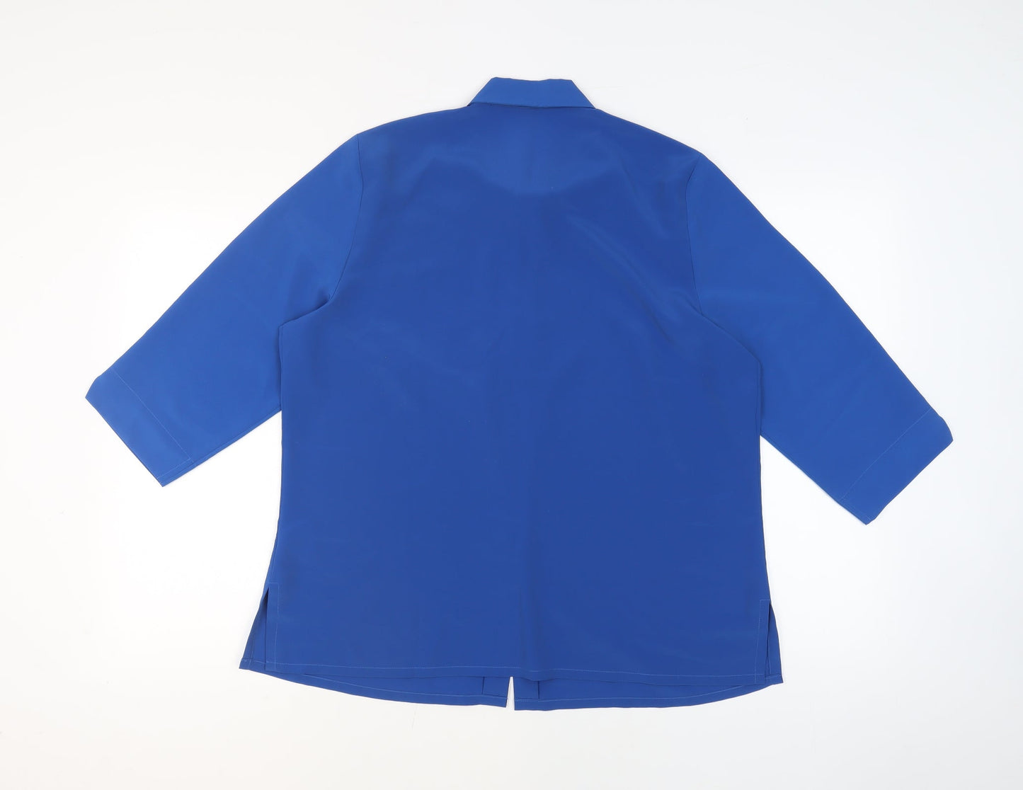 Rose Pearl Womens Blue Polyester Basic Button-Up Size 18 Collared