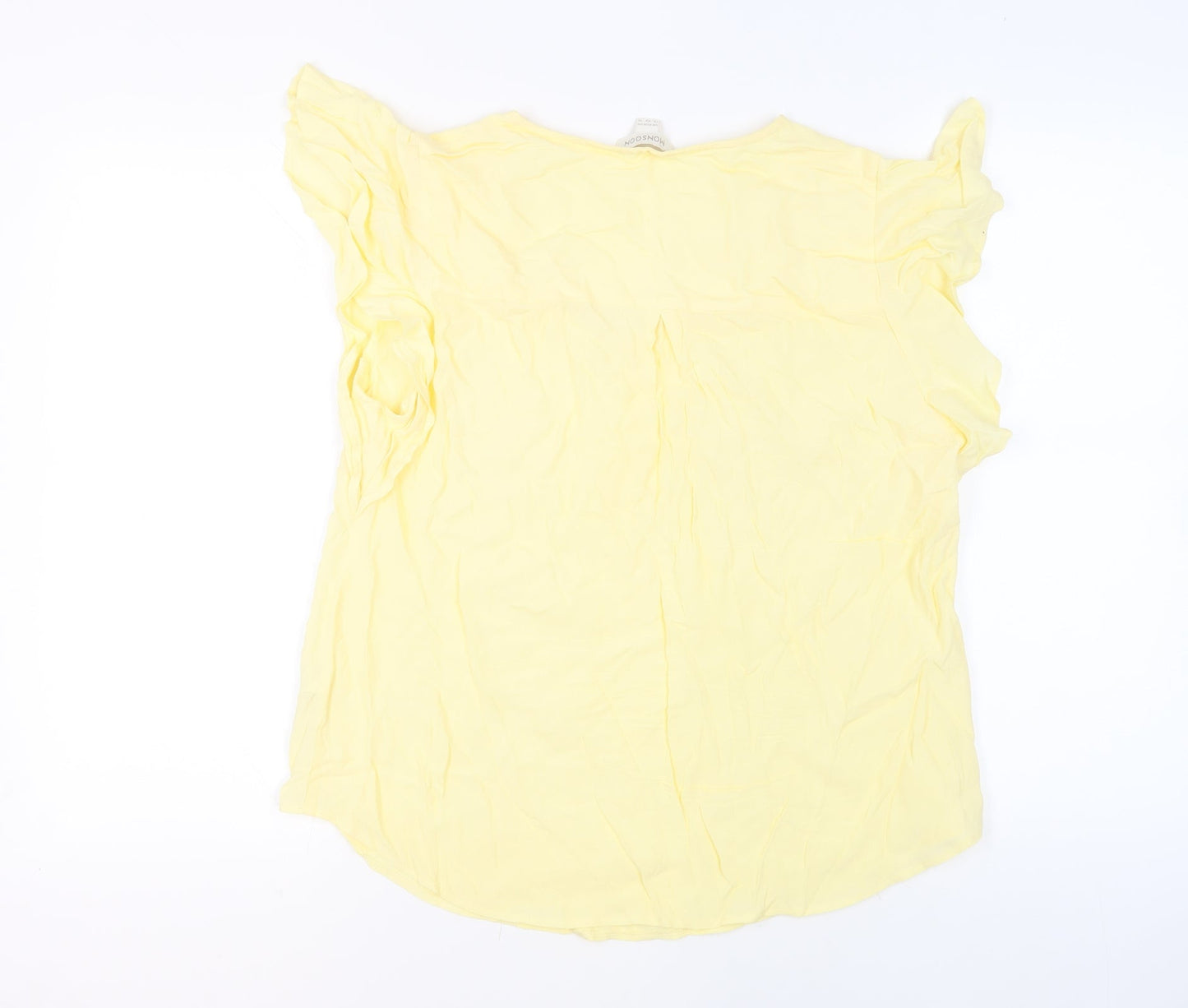 Monsoon Womens Yellow Viscose Basic Blouse Size 10 V-Neck - Ruffled Sleeves