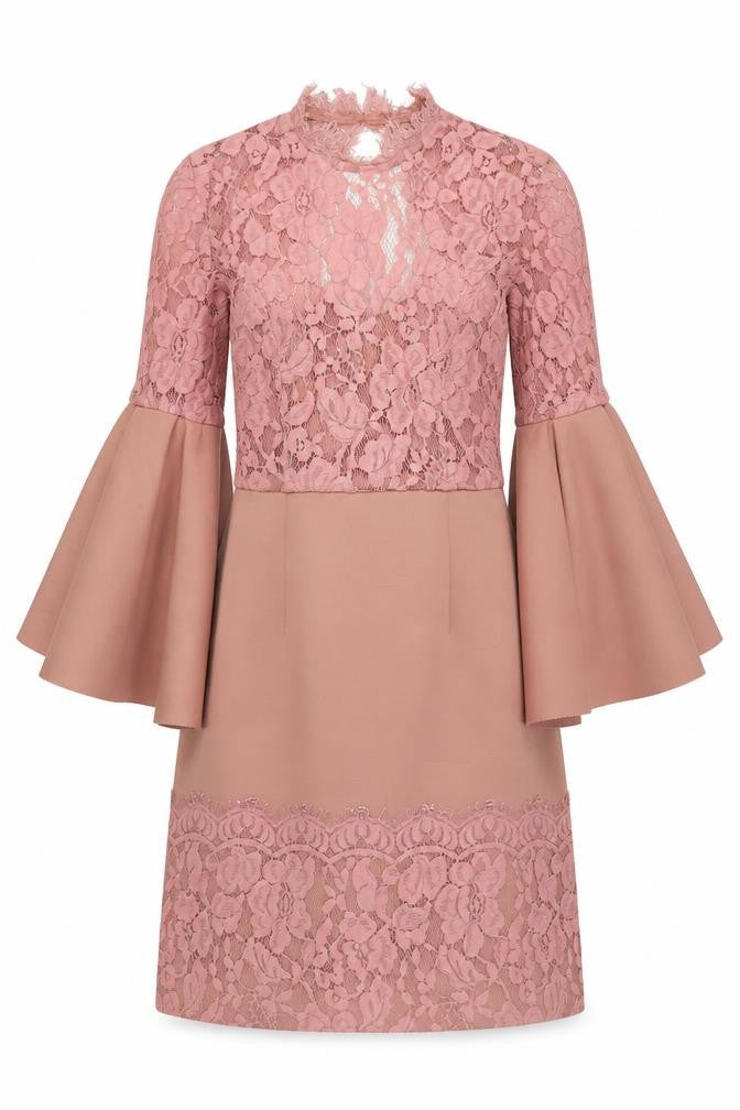ASOS Womens Pink Polyester Shift Size 8 V-Neck Zip - Lace Detail Open Back