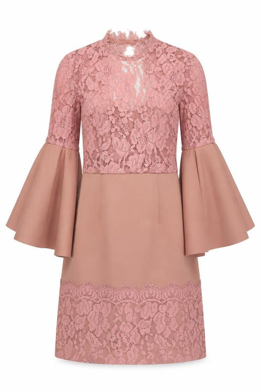 ASOS Womens Pink Polyester Shift Size 8 V-Neck Zip - Lace Detail Open Back
