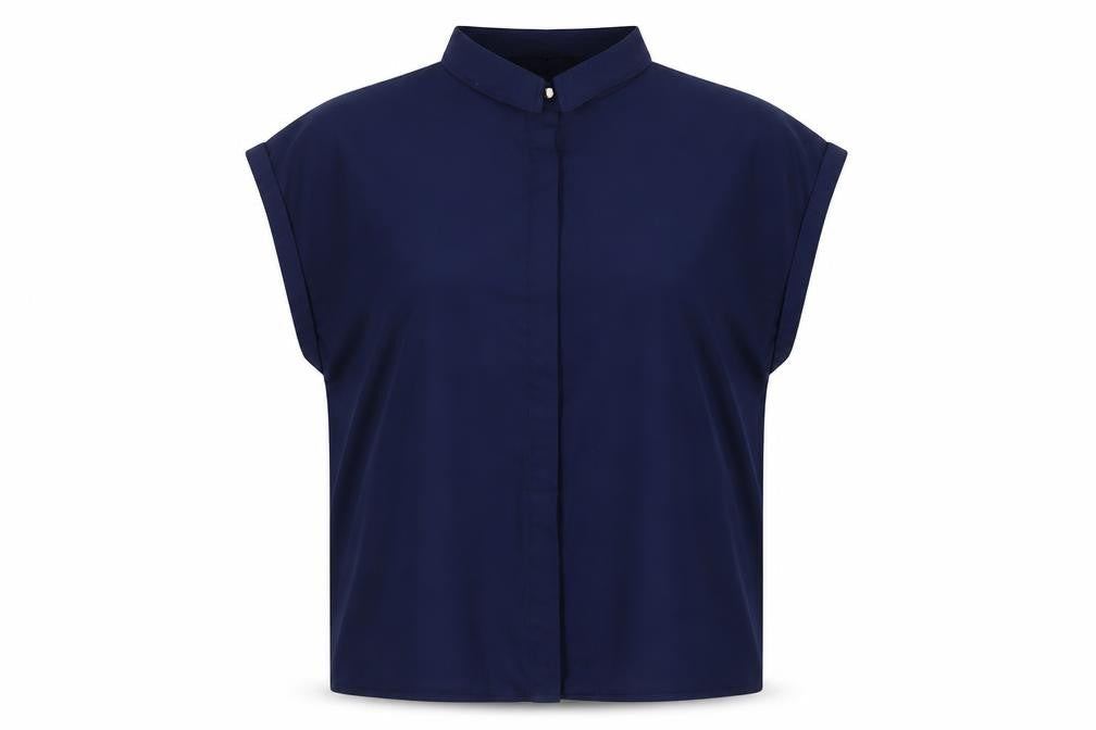 Missguided Womens Blue Polyester Basic Blouse Size 8 Collared