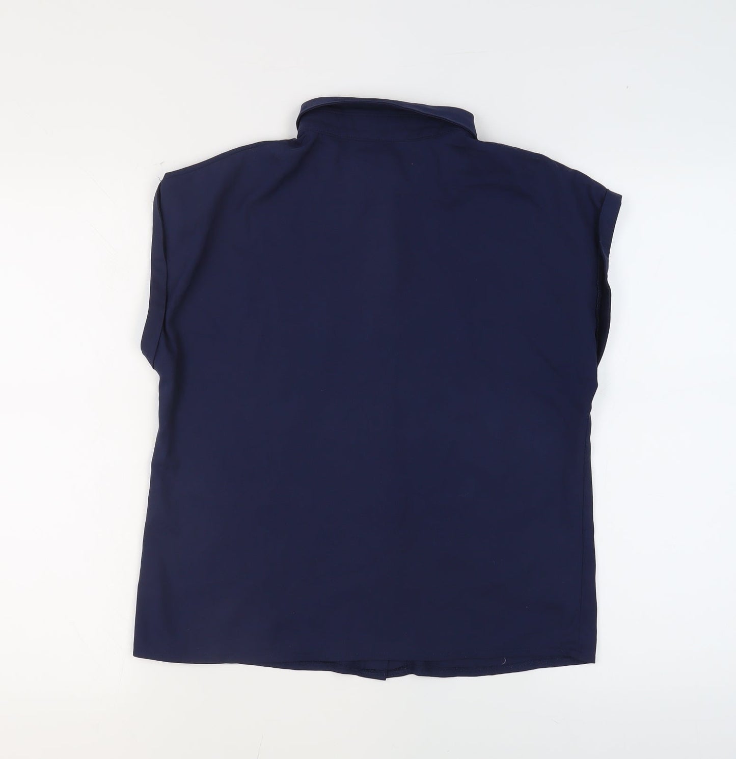Missguided Womens Blue Polyester Basic Blouse Size 8 Collared