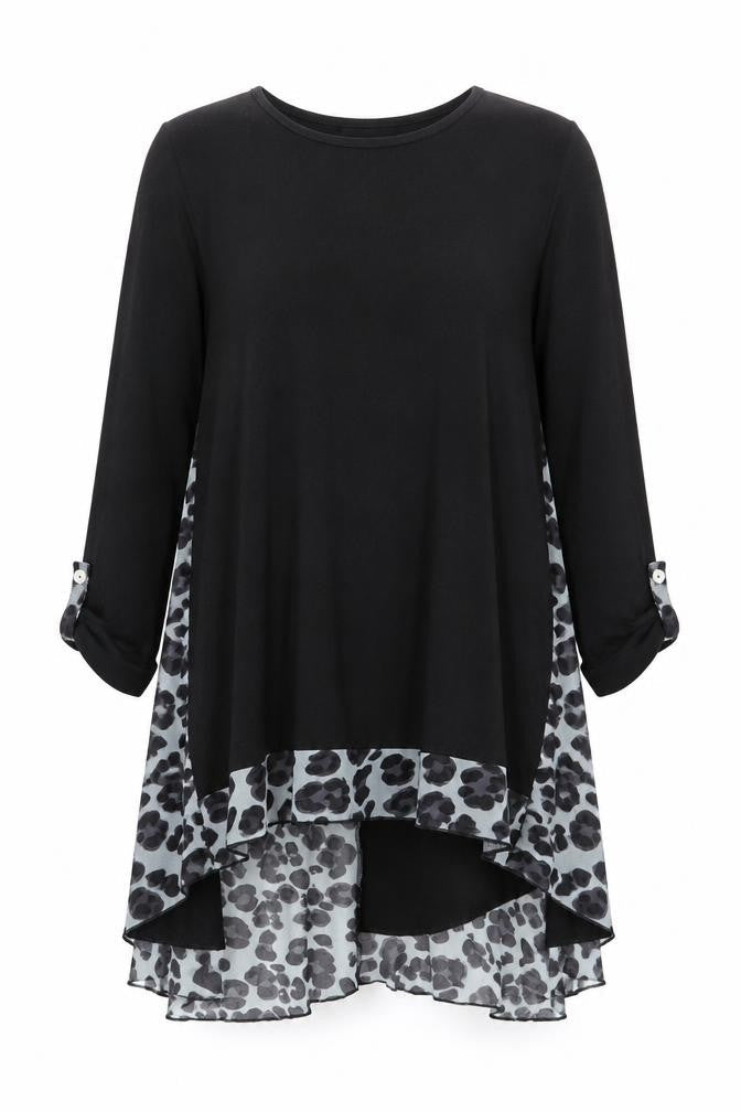 Klass Womens Black Polyester Jumper Dress Size M Boat Neck Pullover - Leopard Print