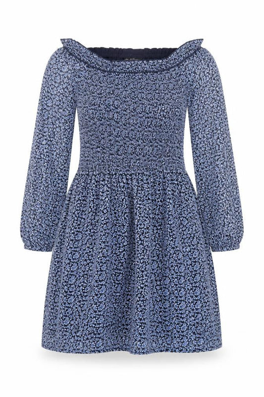 Front view of Miss Selfridge women’s black floral polyester mini, size UK 12, boat neck pullover - shired