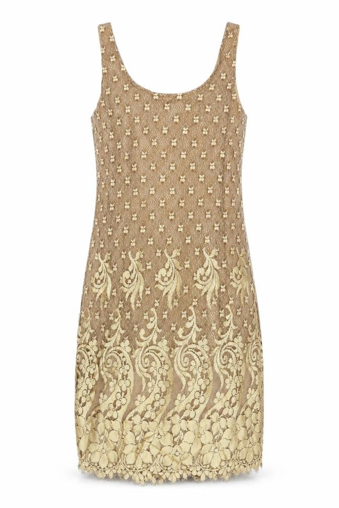 NEXT Womens Gold Viscose Shift Size 10 Round Neck Zip