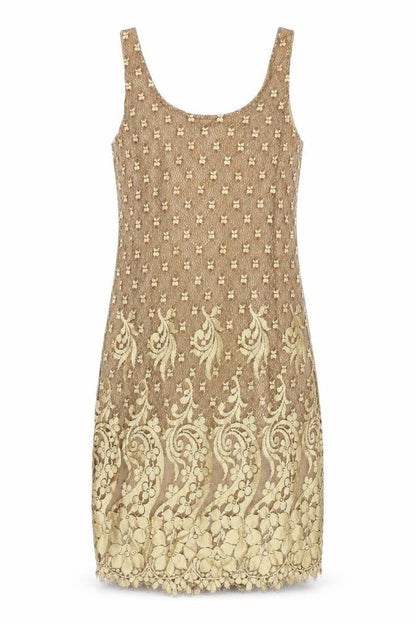 Next Womens Gold Viscose Shift Size 10 Round Neck Zip