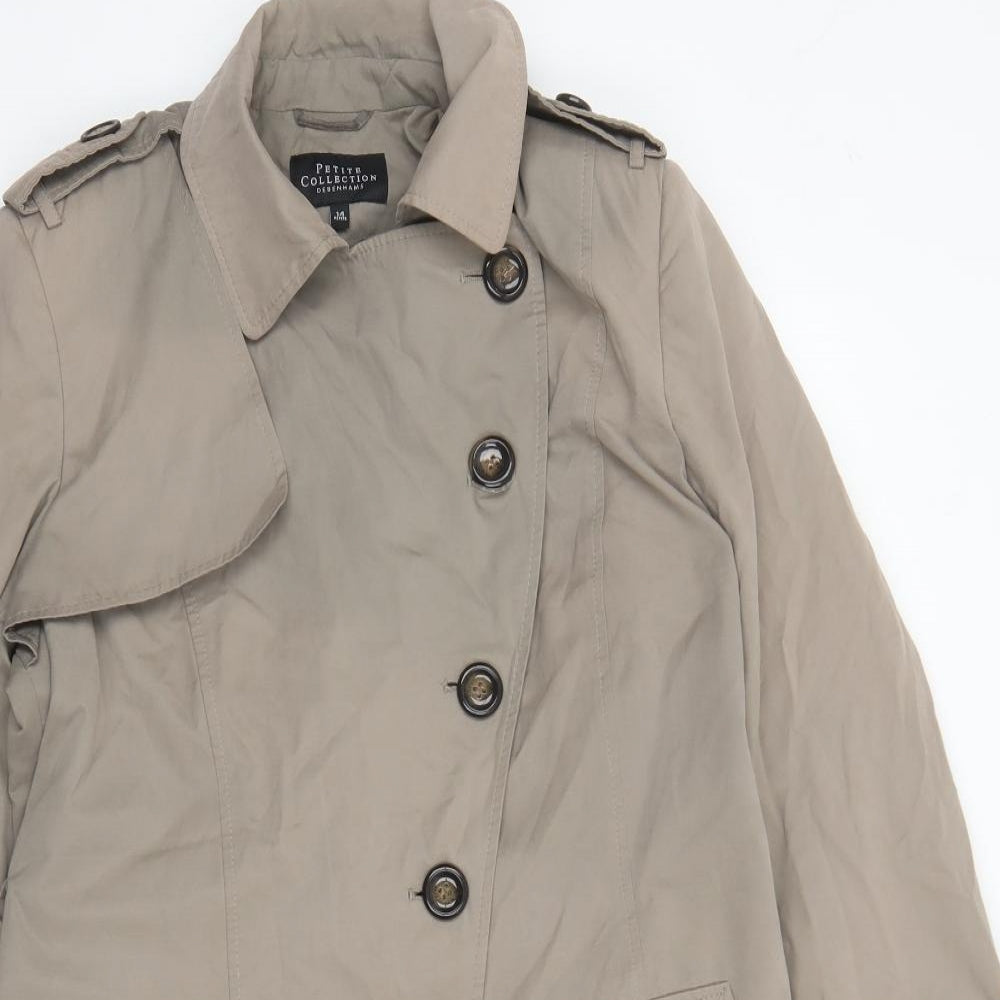 Debenhams Womens Brown Overcoat Coat Size 14 Button - Pockets Belted