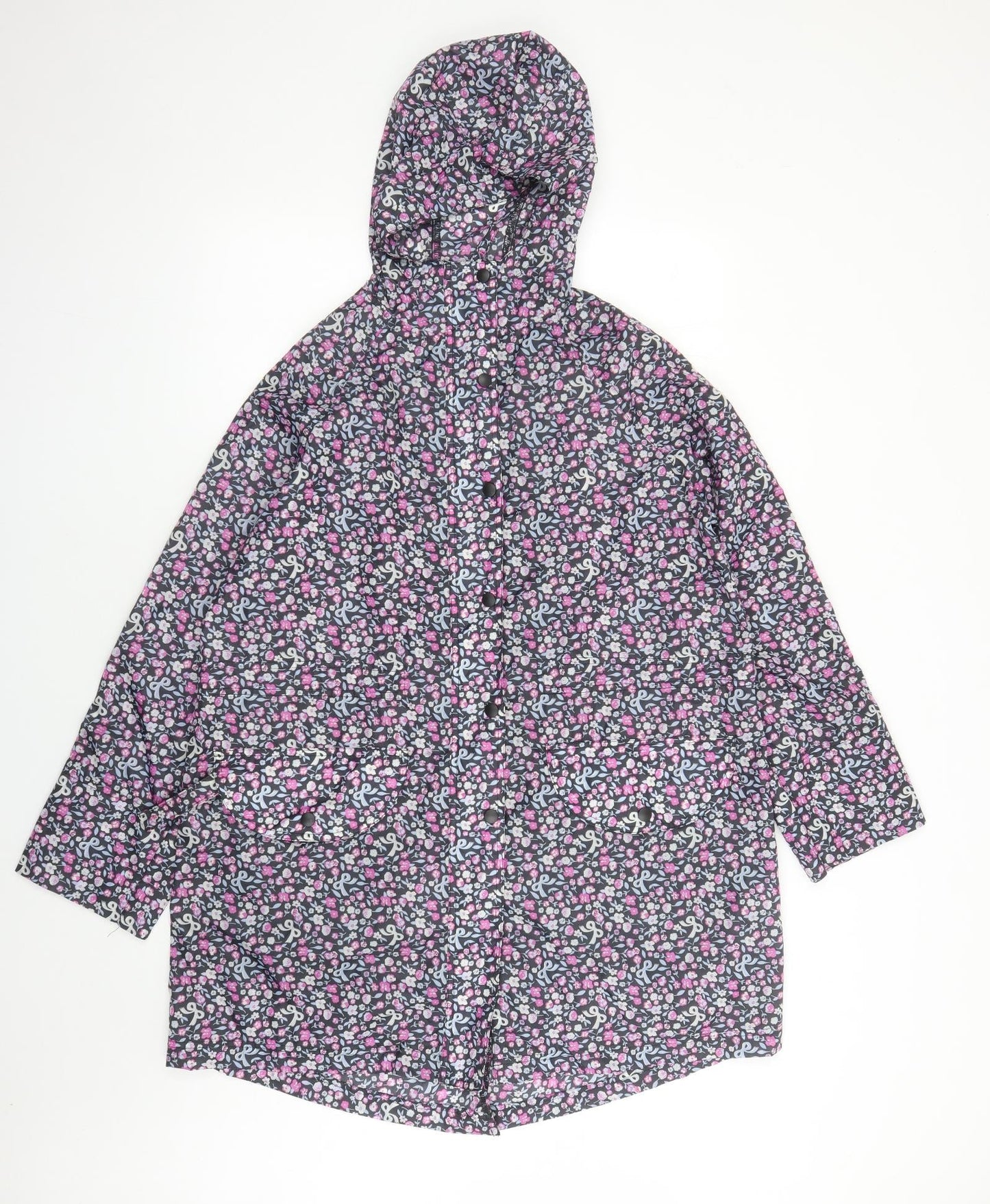 Marks and Spencer Womens Multicoloured Floral Rain Coat Coat Size S Zip - Hooded Pockets