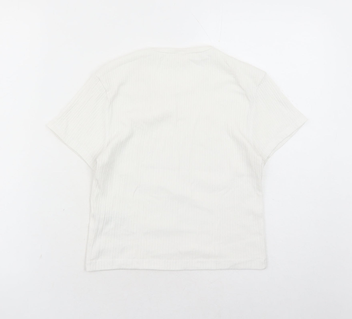 Urban Outfitters Womens White Cotton Cropped T-Shirt Size L Round Neck