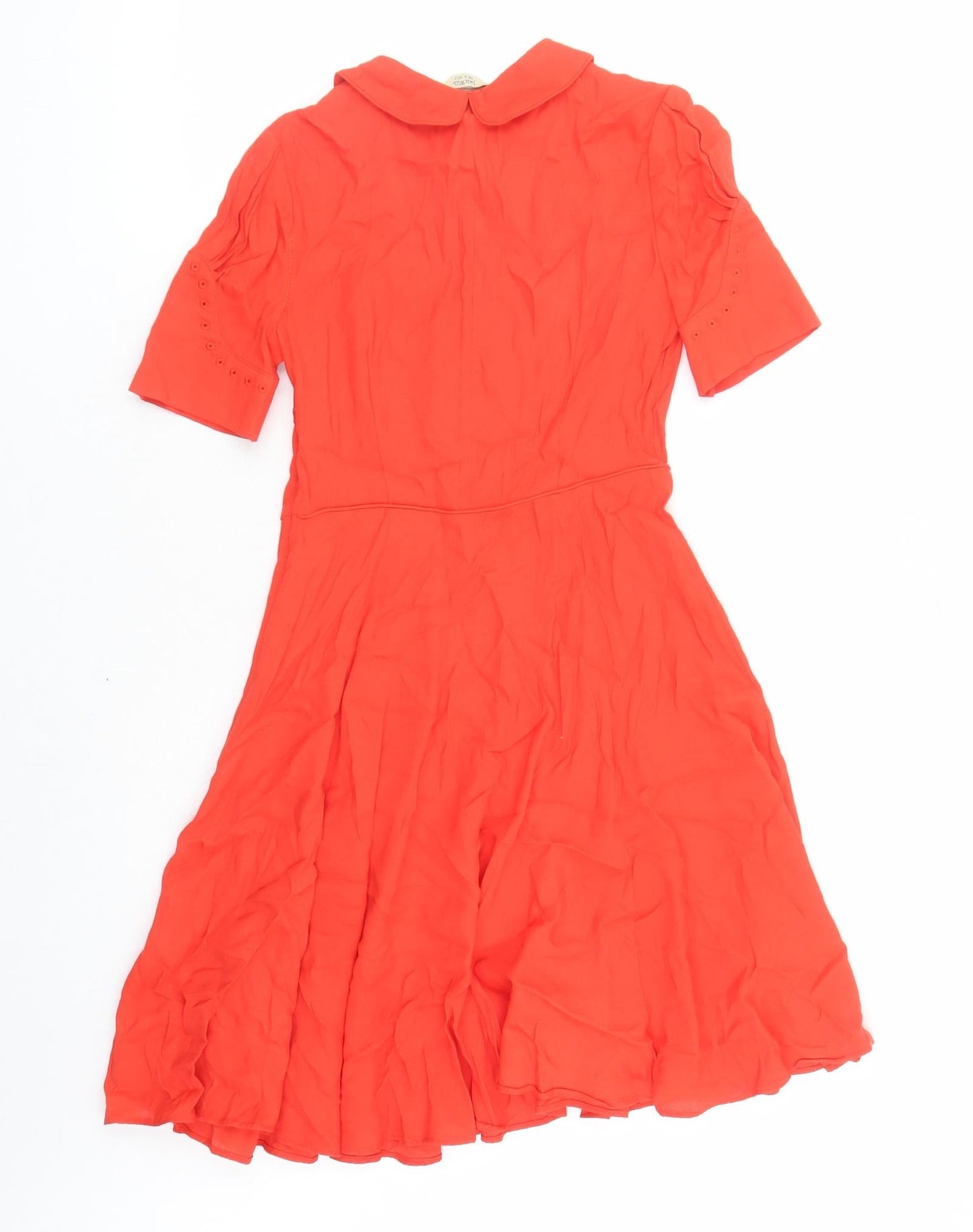 Jack Wills Womens Red Viscose Fit & Flare Size 6 Collared Zip - Keyhole Neckline