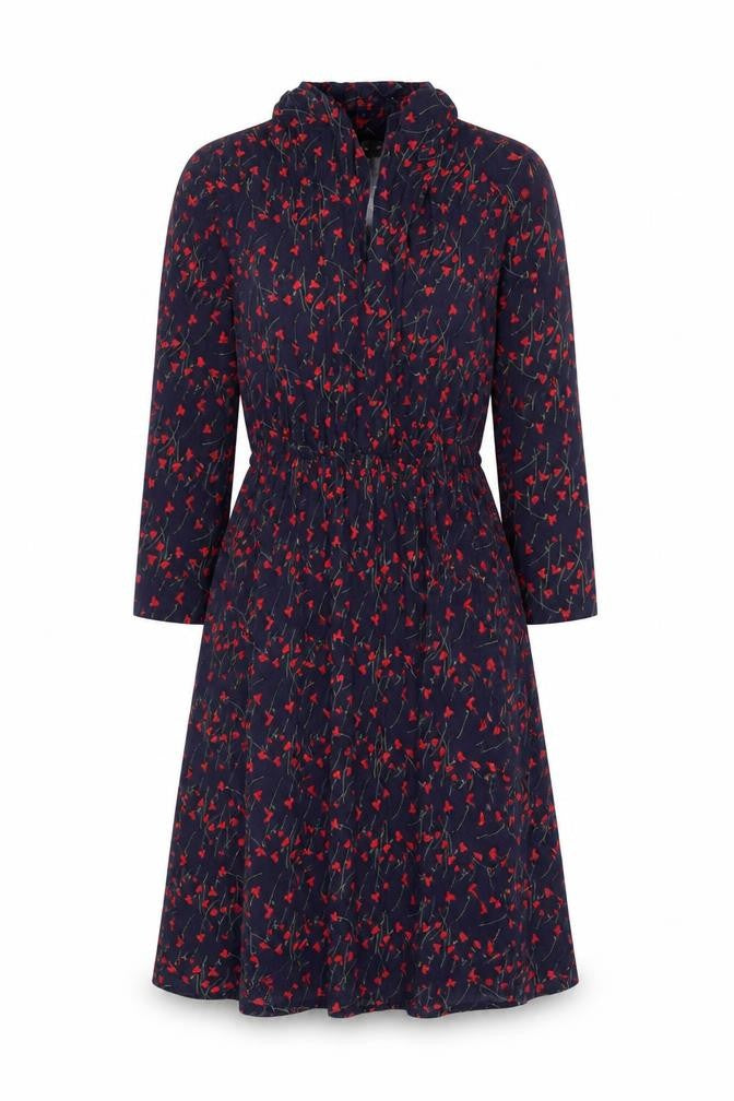 French Connection Womens Blue Floral Viscose A-Line Size 10 V-Neck Pullover