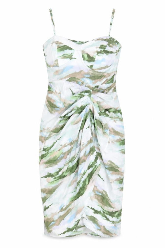 Quiz Womens Green Geometric Polyester Slip Dress Size 12 Round Neck Zip