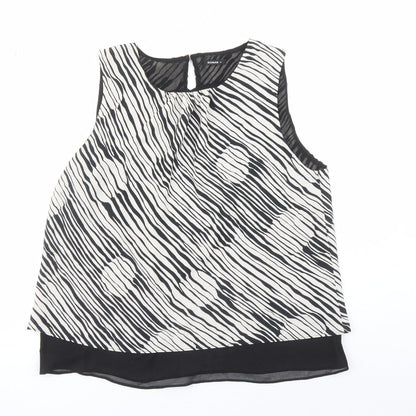 Additional front view of Roman women’s black geometric polyester basic blouse, size UK 16, round neck