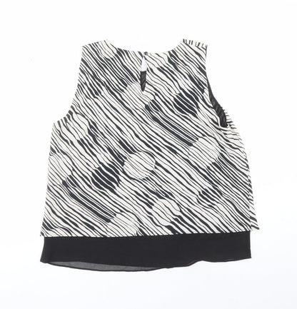 Back view of Roman women’s black geometric polyester basic blouse, size UK 16, round neck