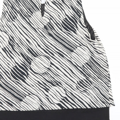 Brand and care label for Roman women’s black geometric polyester basic blouse, size UK 16, round neck