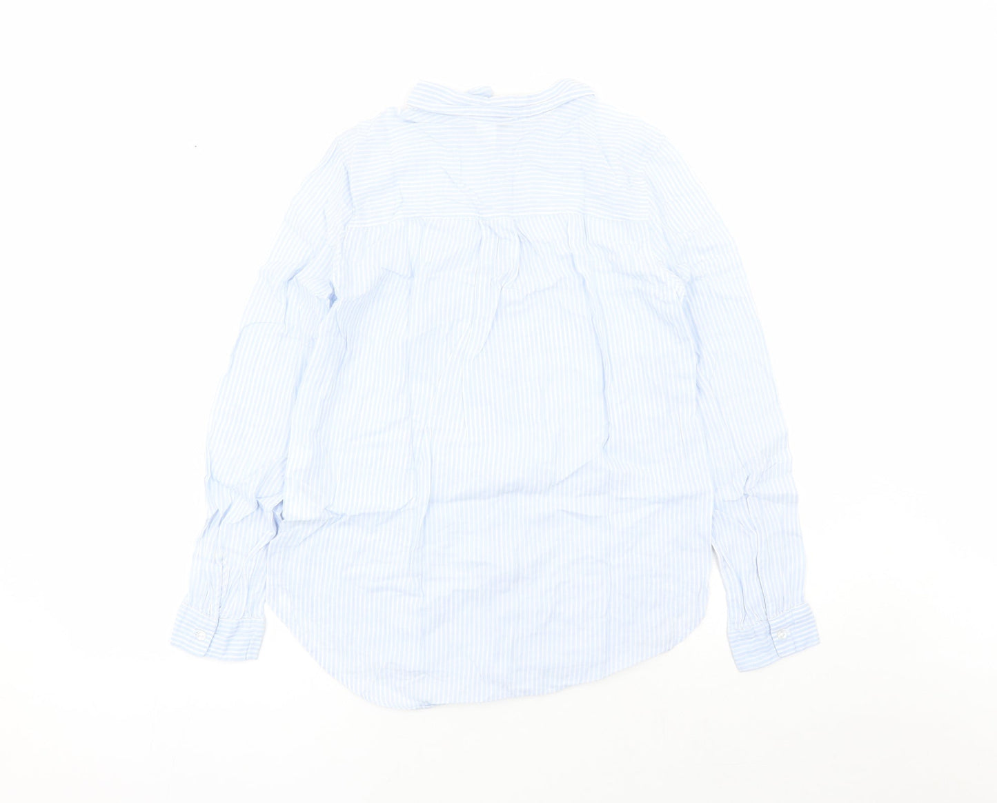 Divided by H&M Womens Blue Striped 100% Cotton Basic Button-Up Size 6 Collared