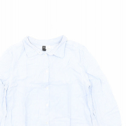 Divided by H&M Womens Blue Striped 100% Cotton Basic Button-Up Size 6 Collared