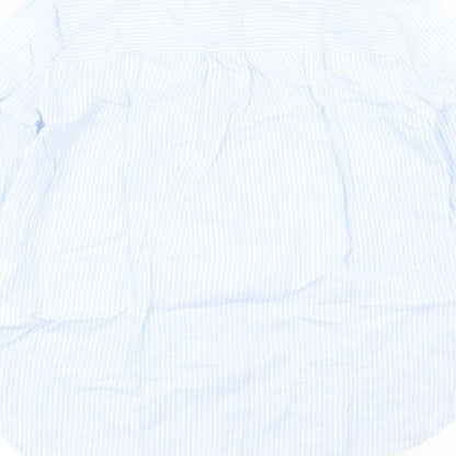 Divided by H&M Womens Blue Striped 100% Cotton Basic Button-Up Size 6 Collared
