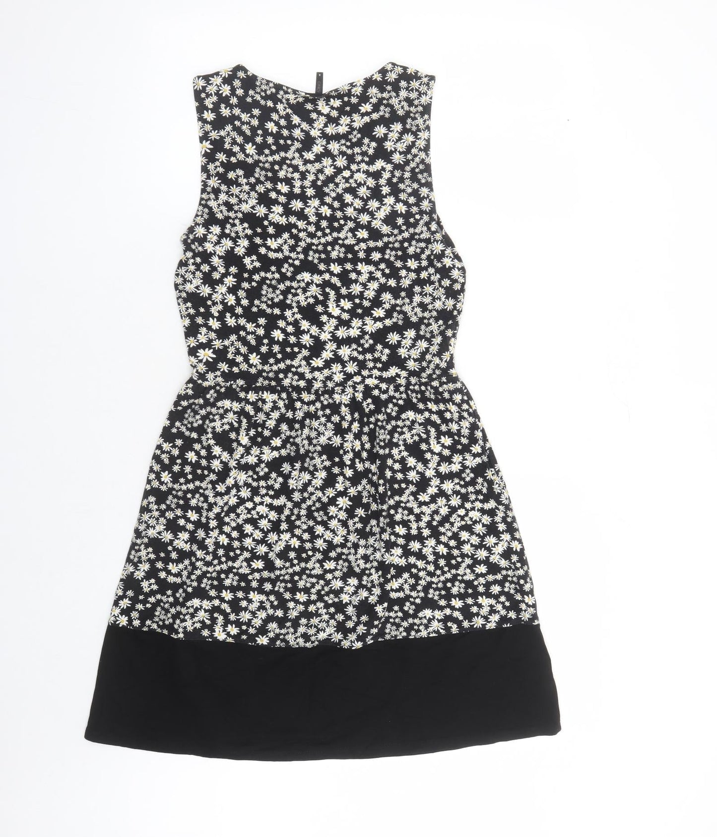Only Womens Black Floral Viscose Tank Dress Size S Round Neck Pullover