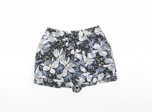 Topshop Womens Black Geometric Polyester Skort Skirt Size 8 Zip