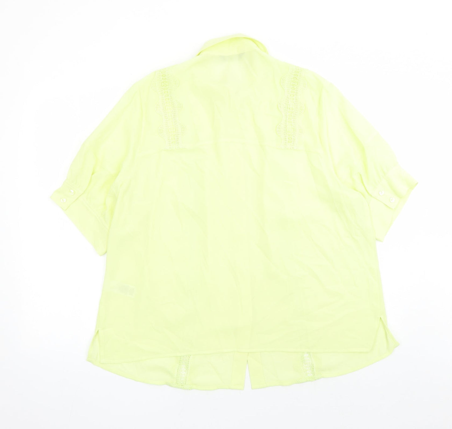 Marks and Spencer Womens Yellow Polyester Basic Button-Up Size 18 Collared