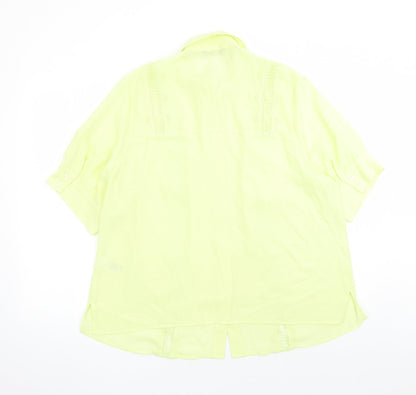Marks & Spencer Womens Yellow Polyester Basic Button-Up Size 18 Collared
