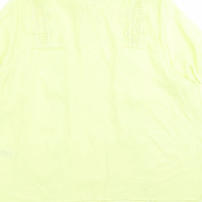 Marks & Spencer Womens Yellow Polyester Basic Button-Up Size 18 Collared